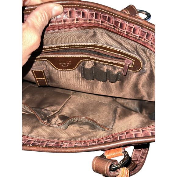 Mc Marc Women's Brown Tan Leather Woven Texture Chantal Shoulder Bag purse - Picture 9 of 10